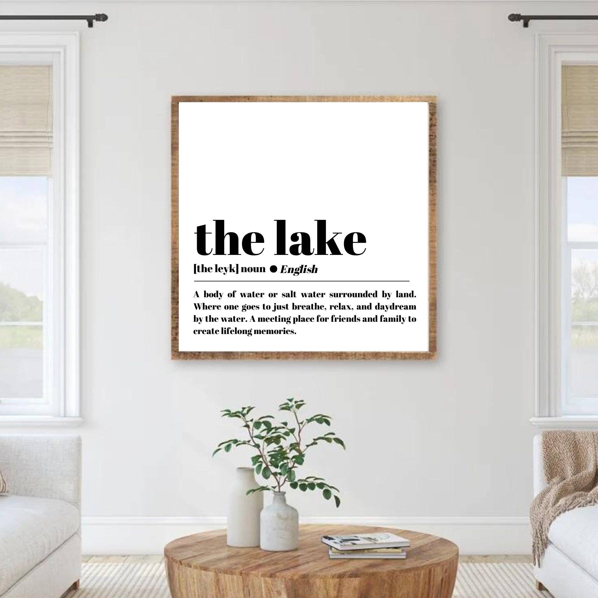 Rustic Oak Designs - Vente Pancarte - La définition de photo encadrée en bois de lac, panneau de lac, décoration de maison de lac, la définition du nom lac2