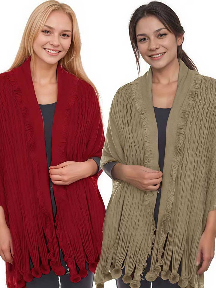 1657 - Xailes de Malha com Sobreposição de Ondas por atacado de The Magic Scarf Company