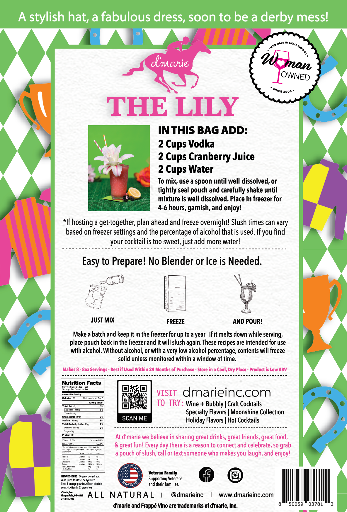d'marie inc. - Wholesale Cocktail Mix/Syrup - Derby: The Lily - Ready-To-Freeze Cocktail2