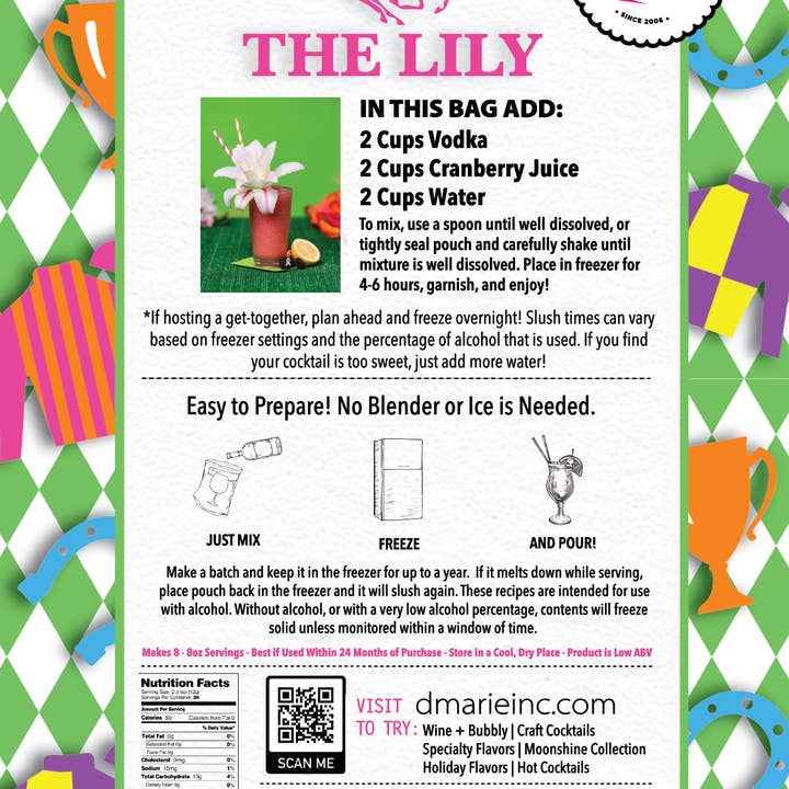 d'marie inc. - Wholesale Cocktail Mix/Syrup - Derby: The Lily - Ready-To-Freeze Cocktail2