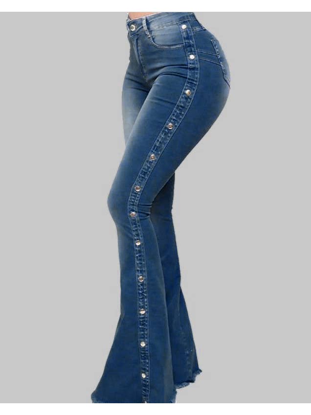 Rosa Clothing - Wholesale Jeans - Women's - High Waisted Stretch Drag Flare Jeans3