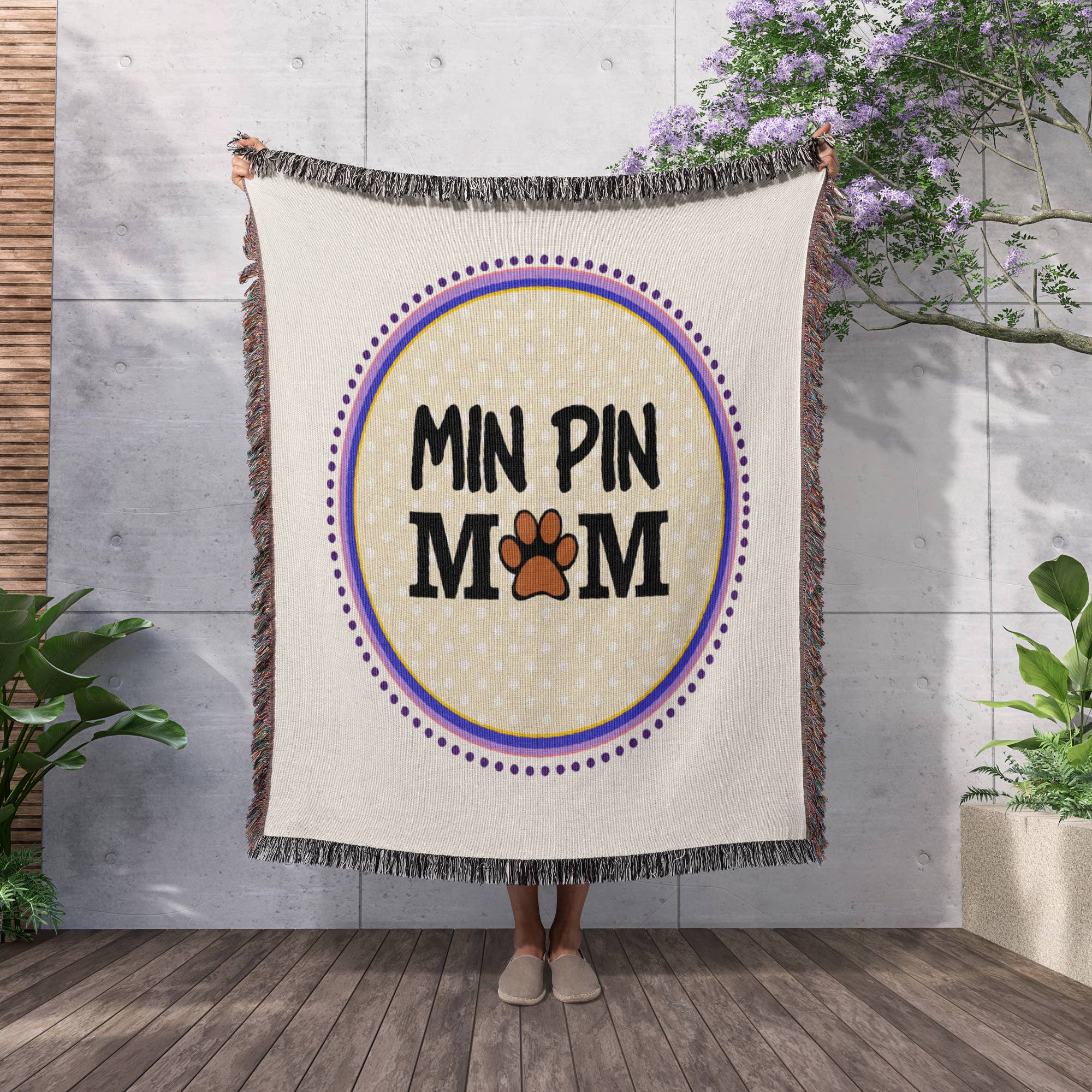 3dRose - Wholesale Throw Blanket - 3dRose, Min Pin Dog Mom - Miniature Pinscher - Doggie mama by breed paw-print mum love doggy lover pet owner, Blanket2