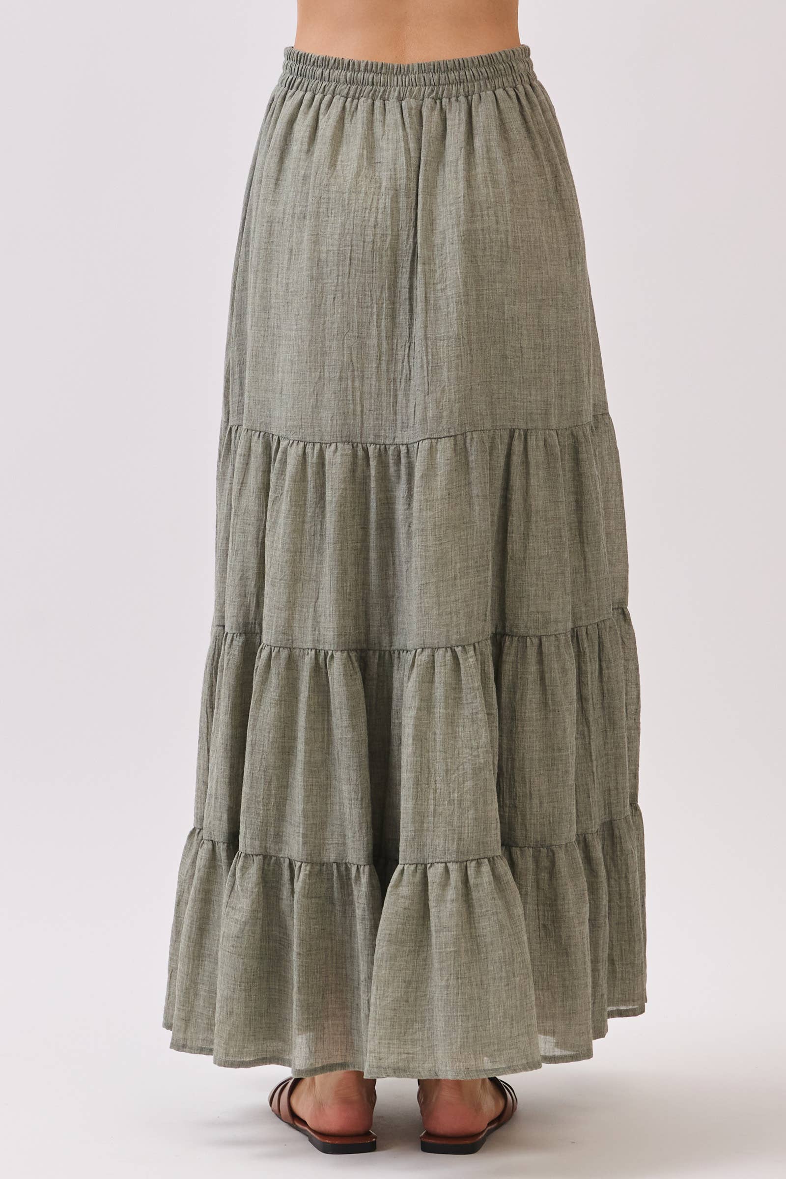 Final Touch - Wholesale Skirt - Women's - Tiered Coconut Tie Detail Maxi Skirt - VS300922