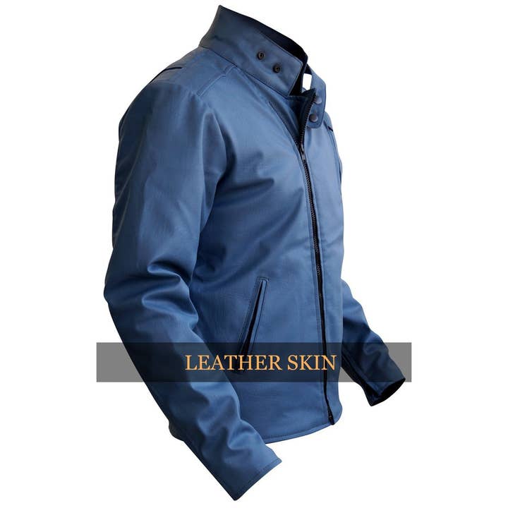 Leather Skin Shop - Wholesale Leather Jacket - Men's - Men's Gray Synthetic Leather Jacket