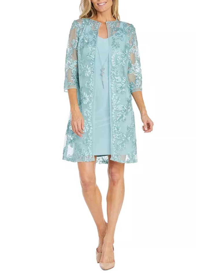 SLATE RM Richards 2-Pc Soutache Embroidered Jacket Dress for wholesale on Faire