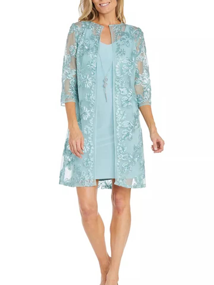 SLATE RM Richards 2-Pc Soutache Embroidered Jacket Dress for wholesale on Faire0