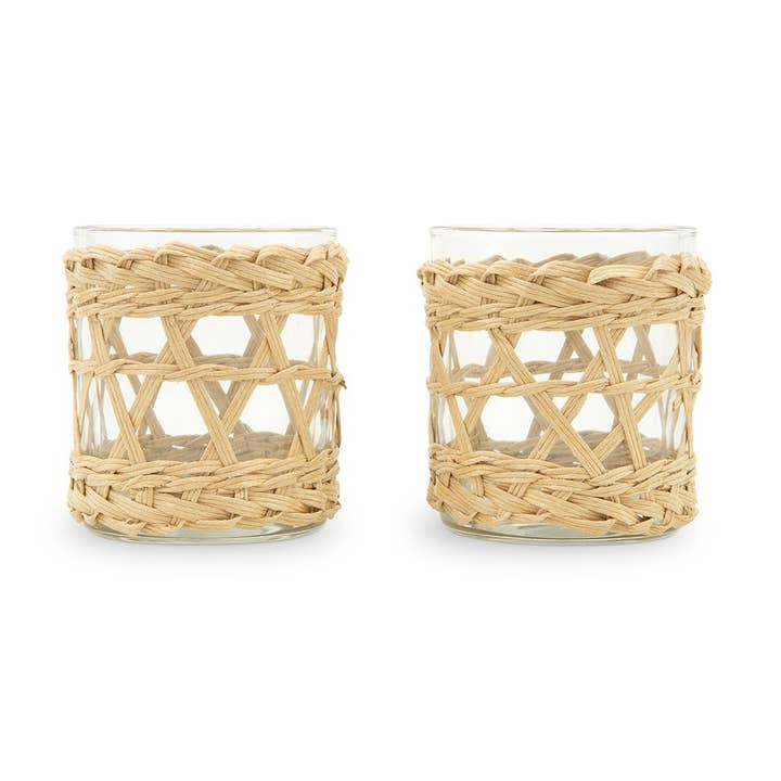 Weddingstar Inc. – Suporte de vela por atacado – Suporte Vela Votiva Tecida & Vidro - Natural - Conjunto De