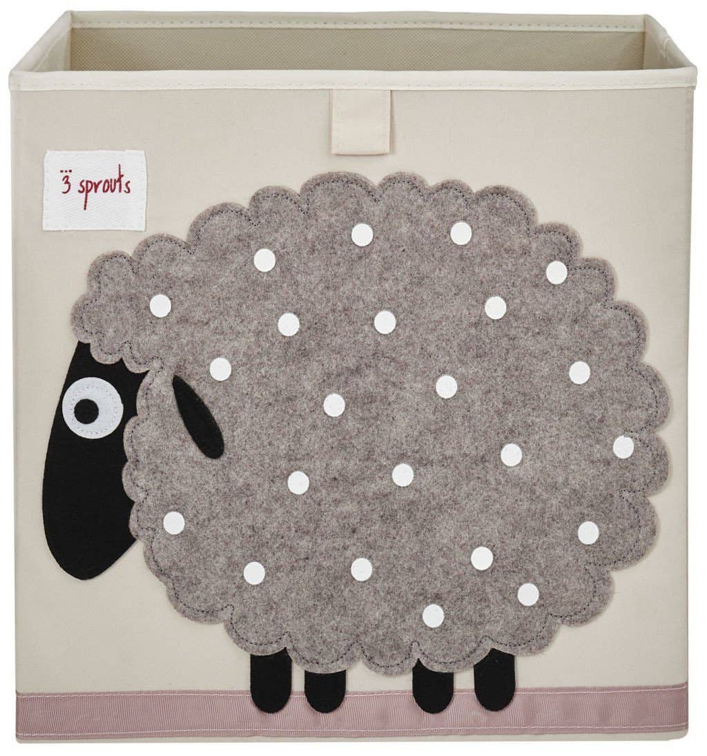 3 Sprouts - Vente Bac de Rangement - Enfant et bébé - Cube de rangement pour jouets - 13" - Mouton