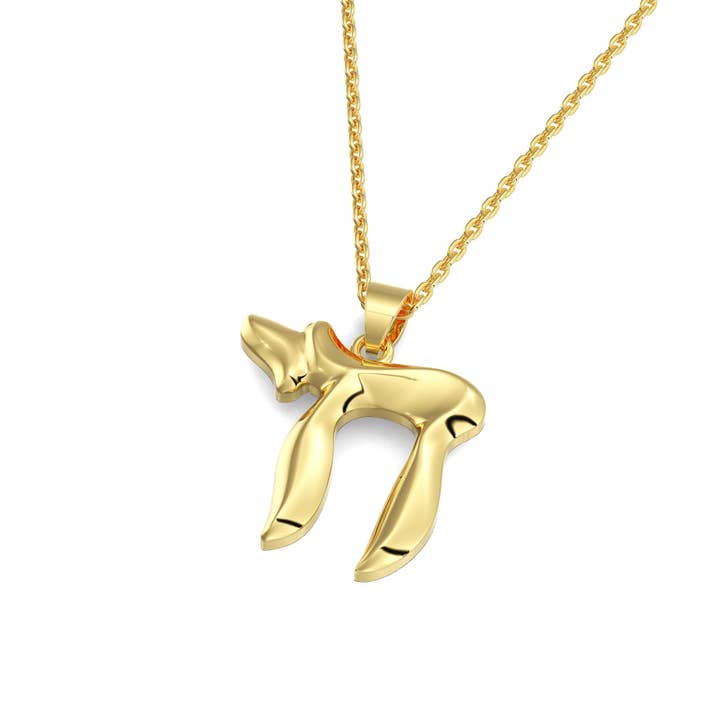 Pingente Chai de Ouro Intricadamente Entalhado por atacado de Zahav Fine Jewelry