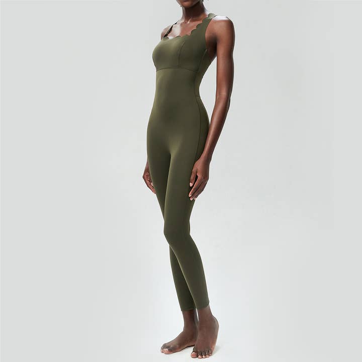 Sodalemon - Wholesale Activewear Set - Women's - Women Wave Shape Fitness Set Yoga Cross Back Jumpsuit4