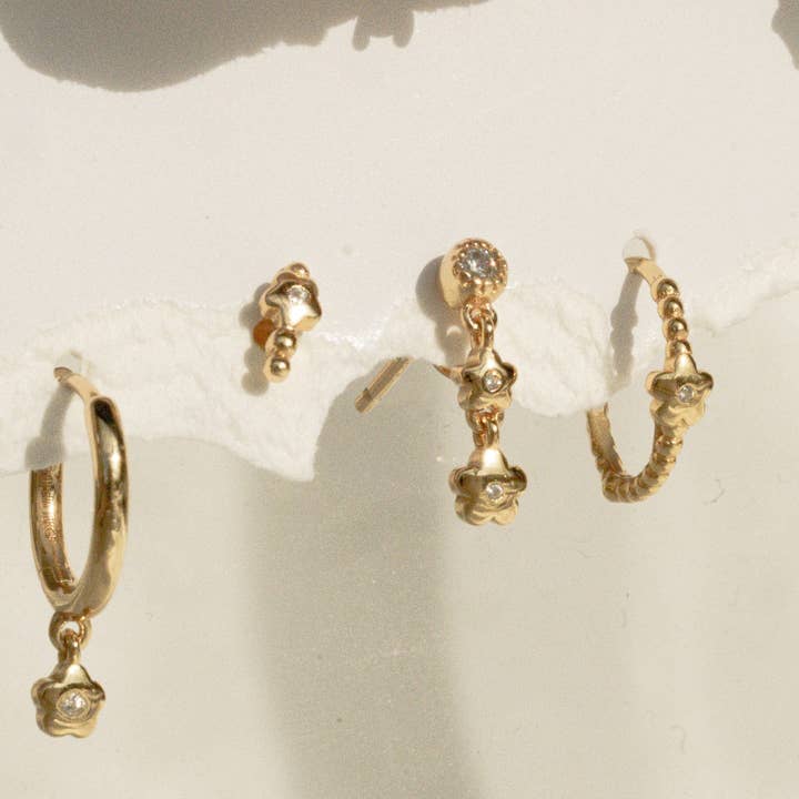 S-kin Studio Jewelry - Wholesale Dangle Earrings - Lucille Flower Earrings Set - 18K Gold Filled7