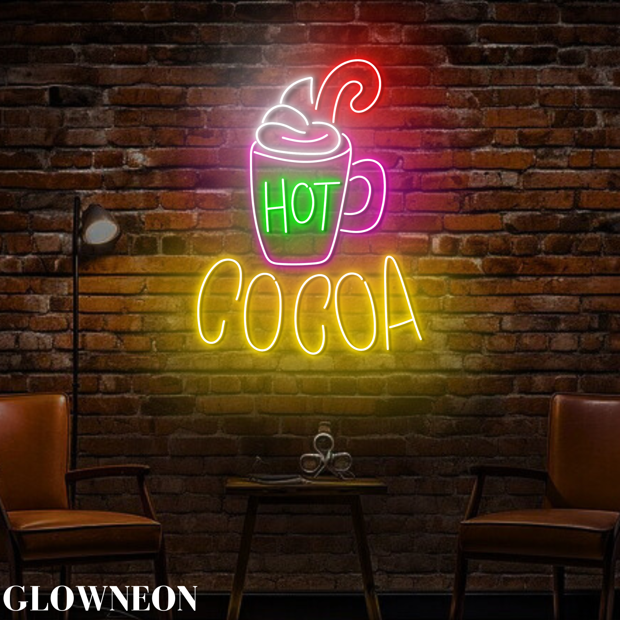 Glow Neon - Vente Enseignes néon - Enseigne au néon Hot Cocoa, panneau LED Cocoa Shop, décoration de café2