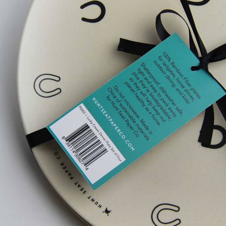 Hunt Seat Paper Co. - Wholesale Dinner Plate - Lucky Cream Dinner Plate - Set of Four3