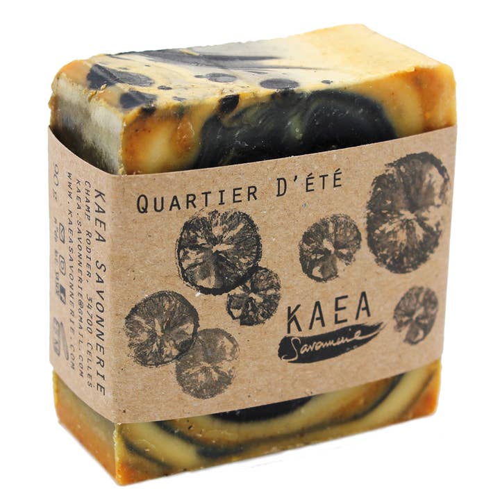 Organic Soap "Summer Quarter" - citrus 90g square for wholesale by KAEA Savonnerie