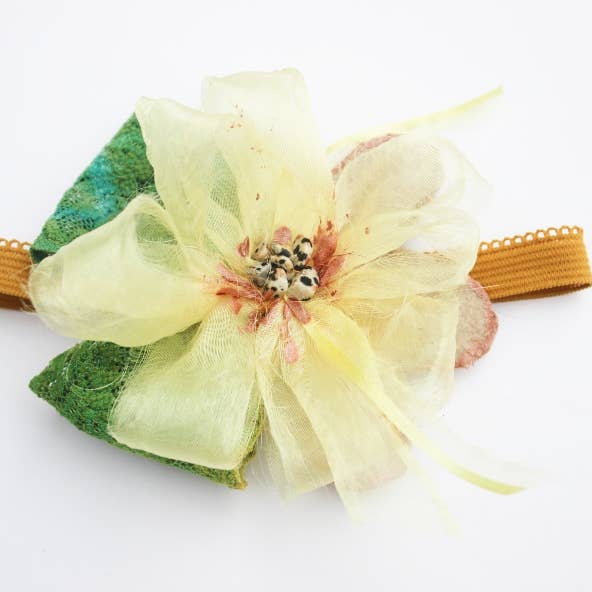 Junonia Stirnband Gelbe Maschenblume & Steine Babyhaar für den Großhandel von Heidy Berry