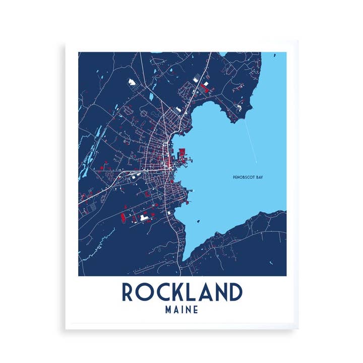 Rockland, Maine Map, Highly detailed modern map art! for wholesale by Map of Home
