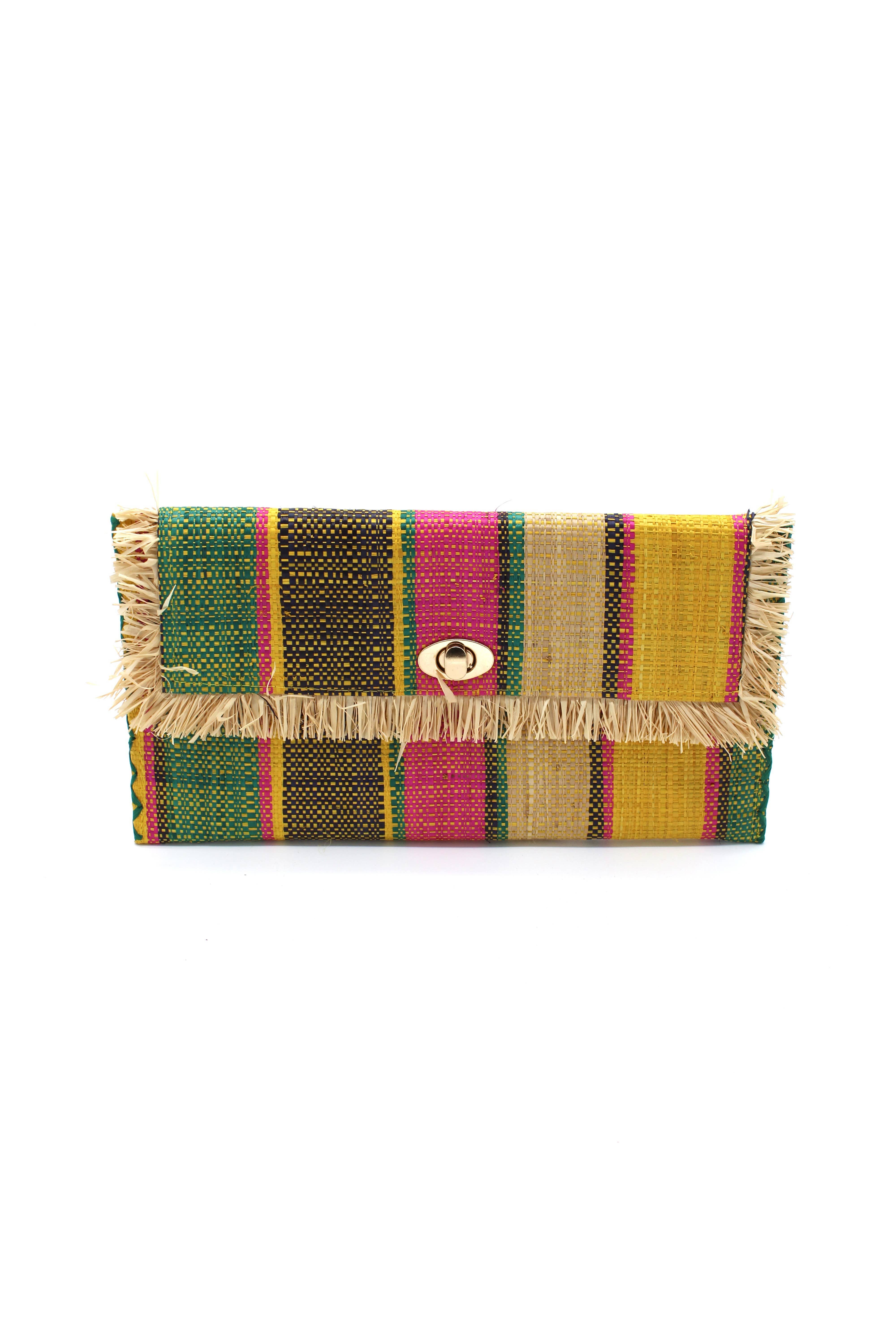 Shebobo - Vente Pochette – femme - Pochette Sophie en paille avec bordure à franges brutes26