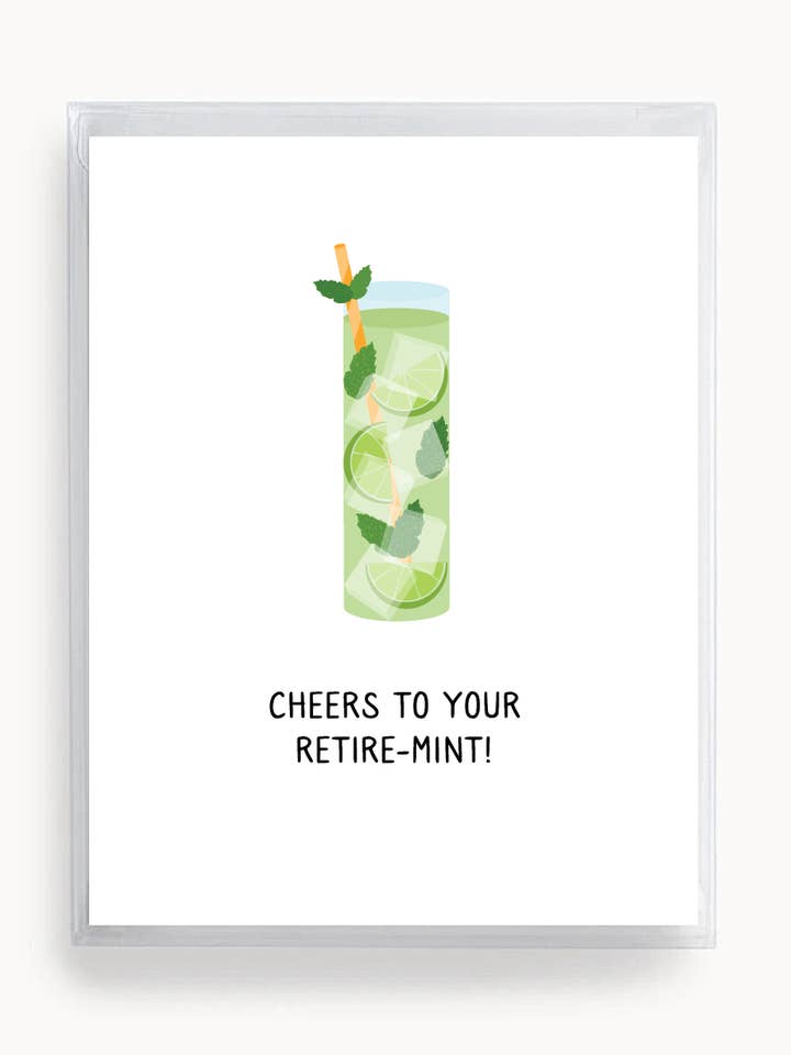 Cheers to Your Retire-Mint! Greeting Card | Boxed Set of 6 for wholesale by Tickle Me Lavender