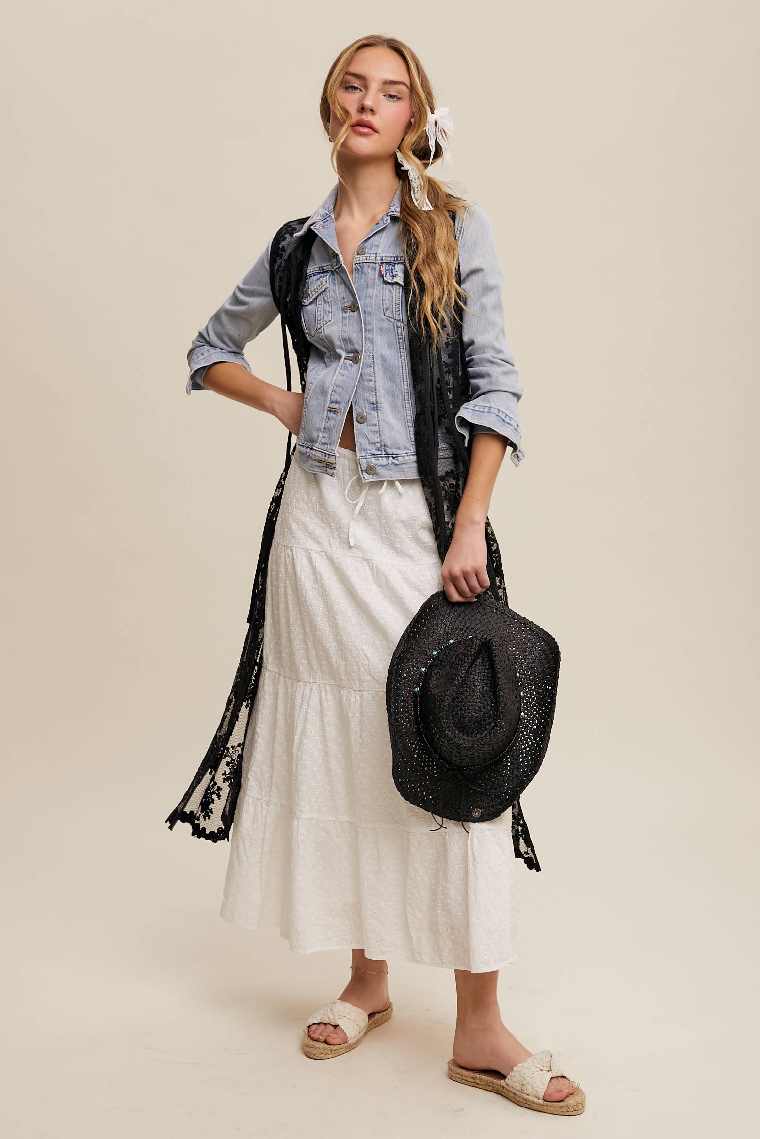 Listicle - Wholesale Outerwear Vest - Women's - Sheer Floral Embroidered Lace Vest24