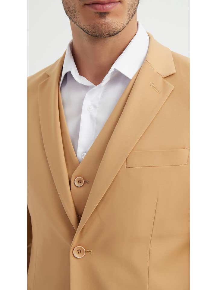 Yves Enzo - Wholesale Suit Set - Men's - 3 pieces suit - Sand1