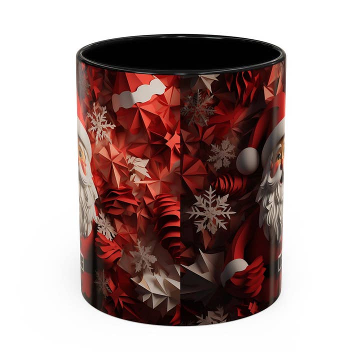 Santa Claus Mug | Christmas Santa Coffee Mug, Red Snowflake Holiday Ceramic for wholesale by Le Paperie Co