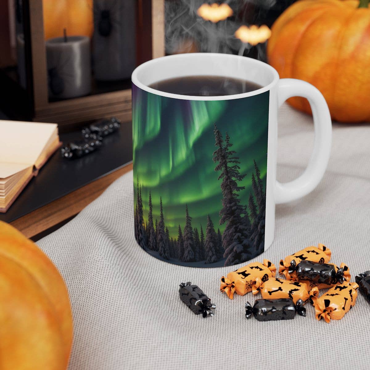 Upside Down Owl Farm - Wholesale Coffee Mug - Aurora Borealis Mug, Northern Lights Mug, 11 oz or 15 oz.Mug4
