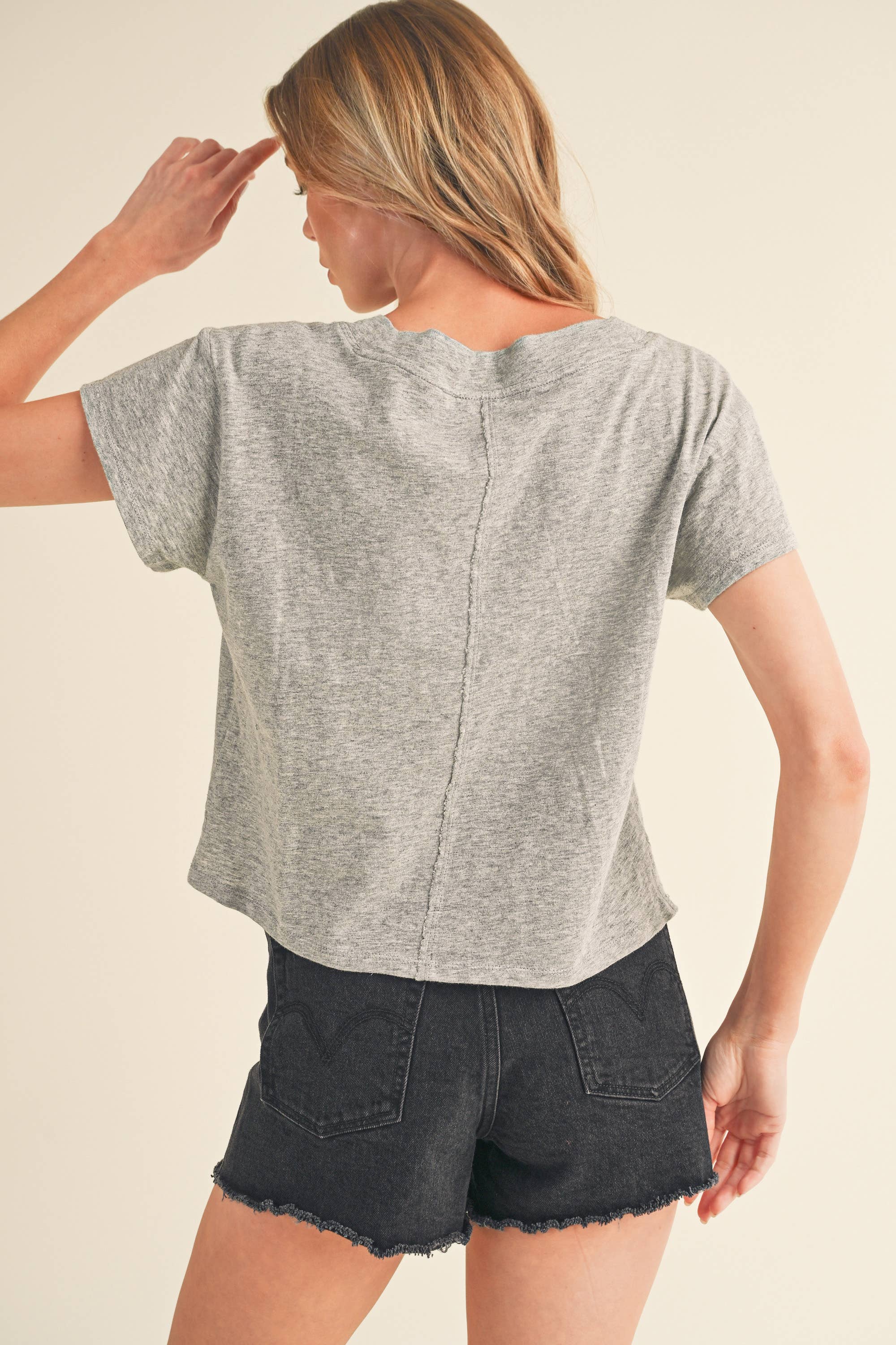 AEMI + CO - Wholesale T-Shirt - Women's - 8281DK Til V-Neck Baby Top11