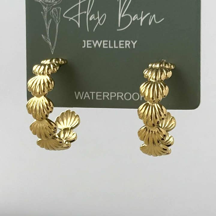 Tarnish Resistant Shell Hoop Stud Earrings for wholesale by Flax Barn