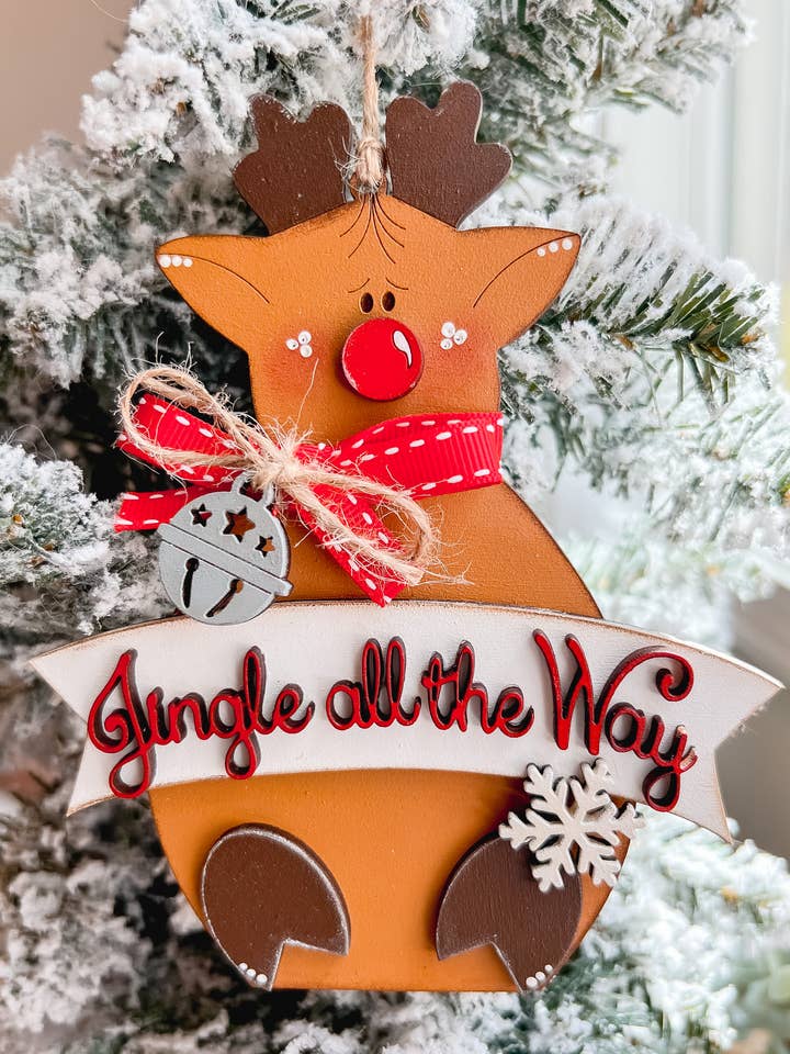 Reindeer Ornament | Jingle All The Way| Christmas Decor for wholesale by Hollow Grove Designs
