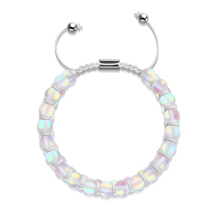 NOGU - Wholesale Beaded bracelet - Rainbow White | Silver | Double Mermaid Glass Bracelet7