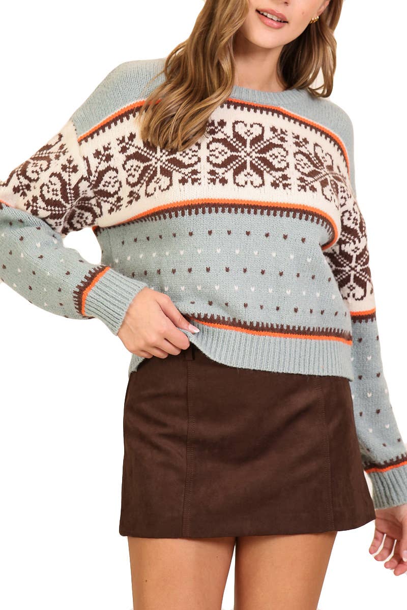 Vanilla Monkey - Wholesale Knit Sweater - Women's - Nordic Charm Fair Isle Knit Sweater1