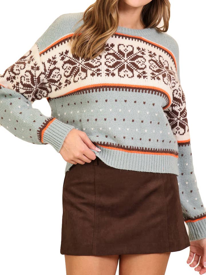 Nordic Charm Fair Isle Knit Sweater for wholesale by Vanilla Monkey
