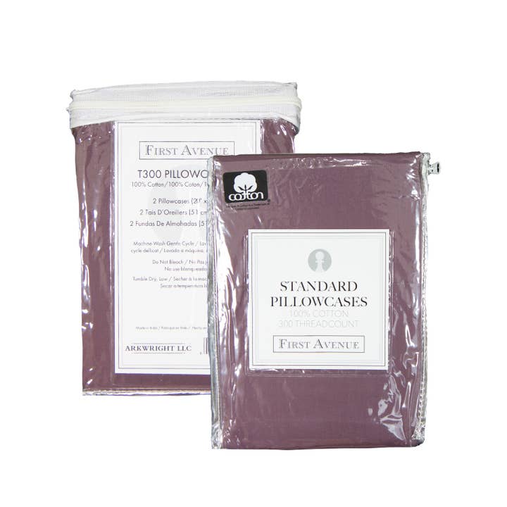 Arkwright Home - Wholesale Bedding Pillowcase/Sham - First Avenue 300 Thread Count Pillowcases (2-Pack), Cotton