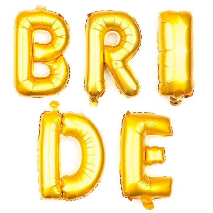 BRIDE Letter Balloons - 35 Inch Gold for wholesale by Ella Celebration