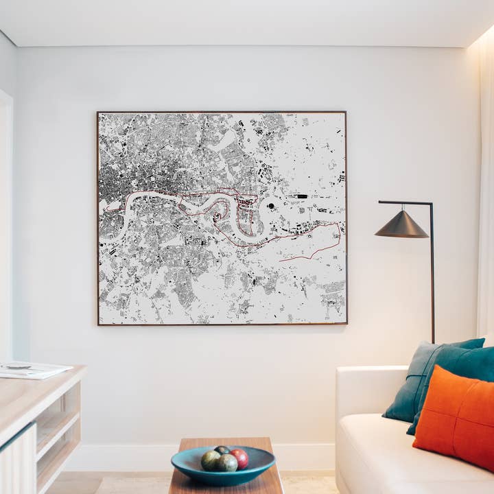 London Marathon: Detailed Building Map, Wall Decor for wholesale by Nativah Chaya