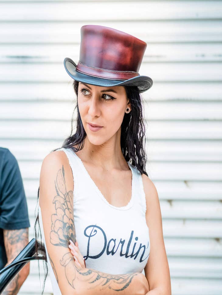 Marlow | Womens Leather Top Hat | Unbanded by American Hat Makers