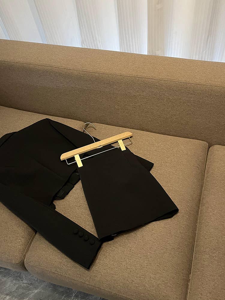 Sanyao Fashion - Wholesale Suit Set - Women's - SY396 Pink Suit with Diamond Bow Decor and Short Hip Skirt 7