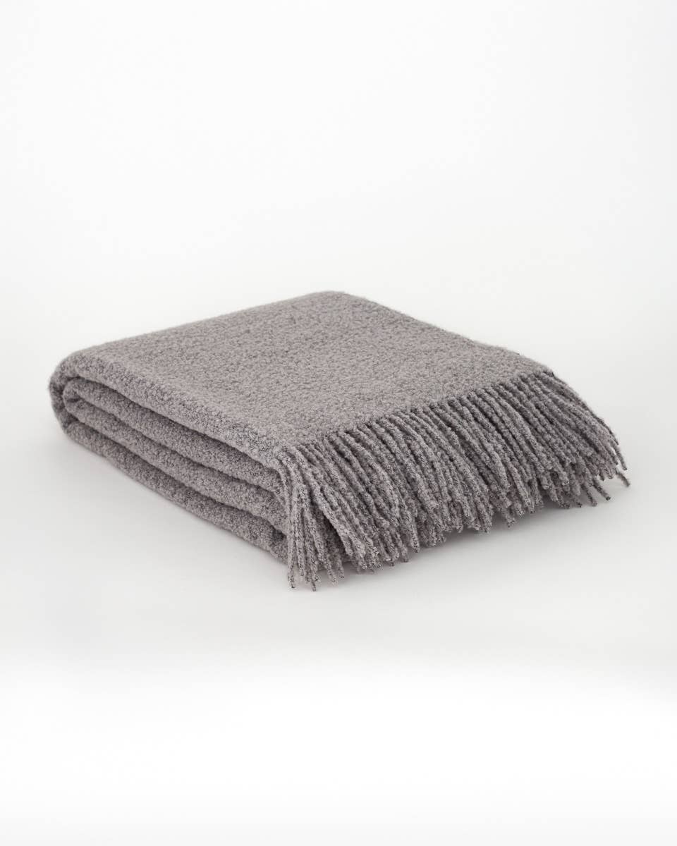 MoST - Wholesale Throw Blanket - Wool bouclé throw blanket PARIS grey1