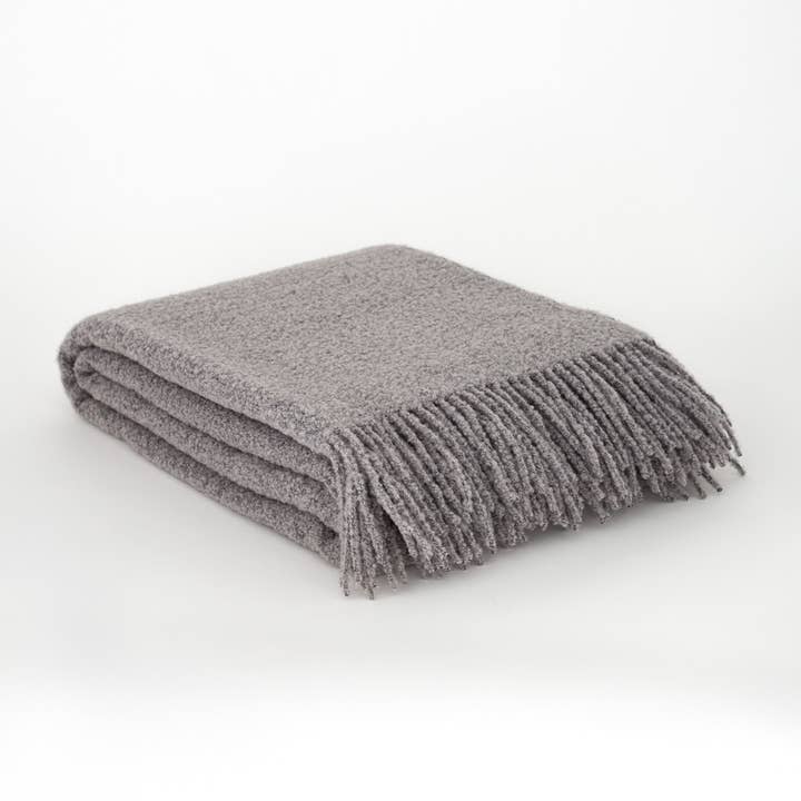 MoST - Wholesale Throw Blanket - Wool bouclé throw blanket PARIS grey1
