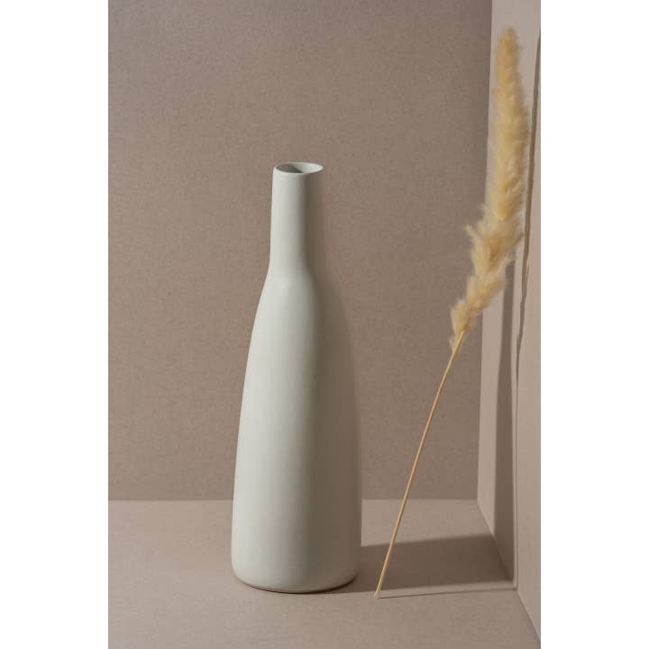 GHARYAN Stoneware & Olive Wood Tableware | Ships from USA - Wholesale Carafe - Handmade Stoneware Carafe & Vase For Flowers | Dadasi 34 oz