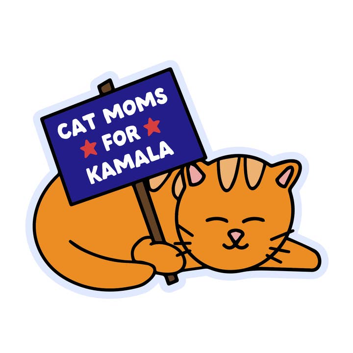 Adesivo in Vinile "Mamme di Gatti per Kamala" per la vendita all'ingrosso da parte di Mouthy Broad