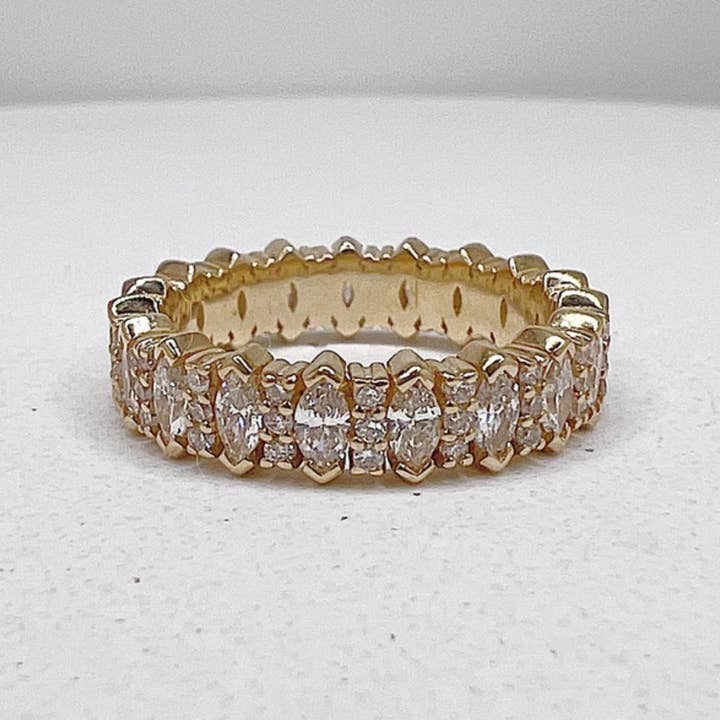 Whxte Atelier - Wholesale Multi-Stone Ring - MINI JODY - MARQUISE & ROUND ETERNITY RING IN 14k GOLD1