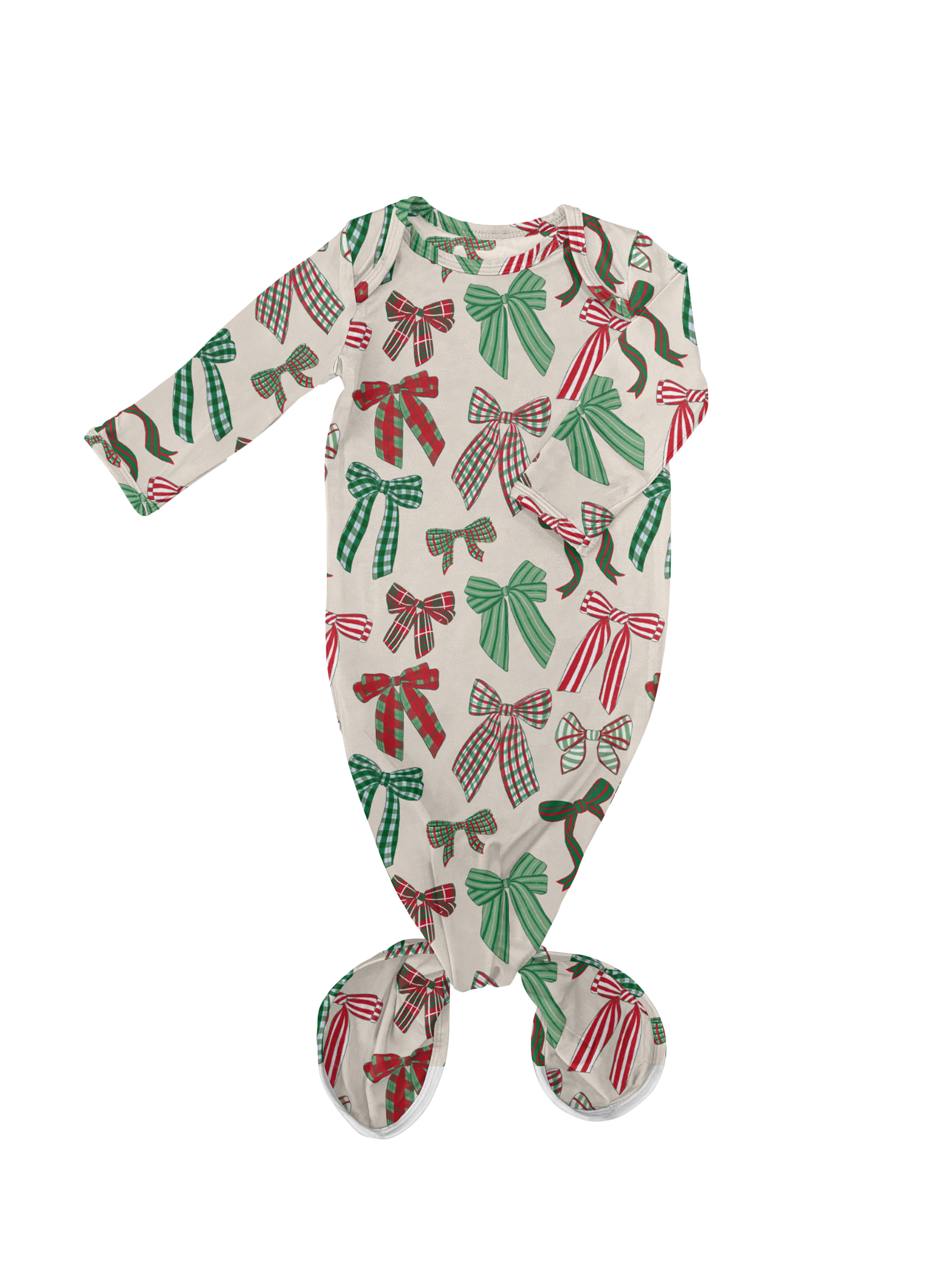Goosies - Wholesale Babygown - Baby - Holiday Bows - Knotted Infant Gown