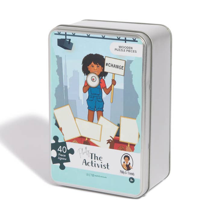 Activist Kids Wooden Jigsaw Puzzle in a Tin Box for wholesale by Philly & Friends