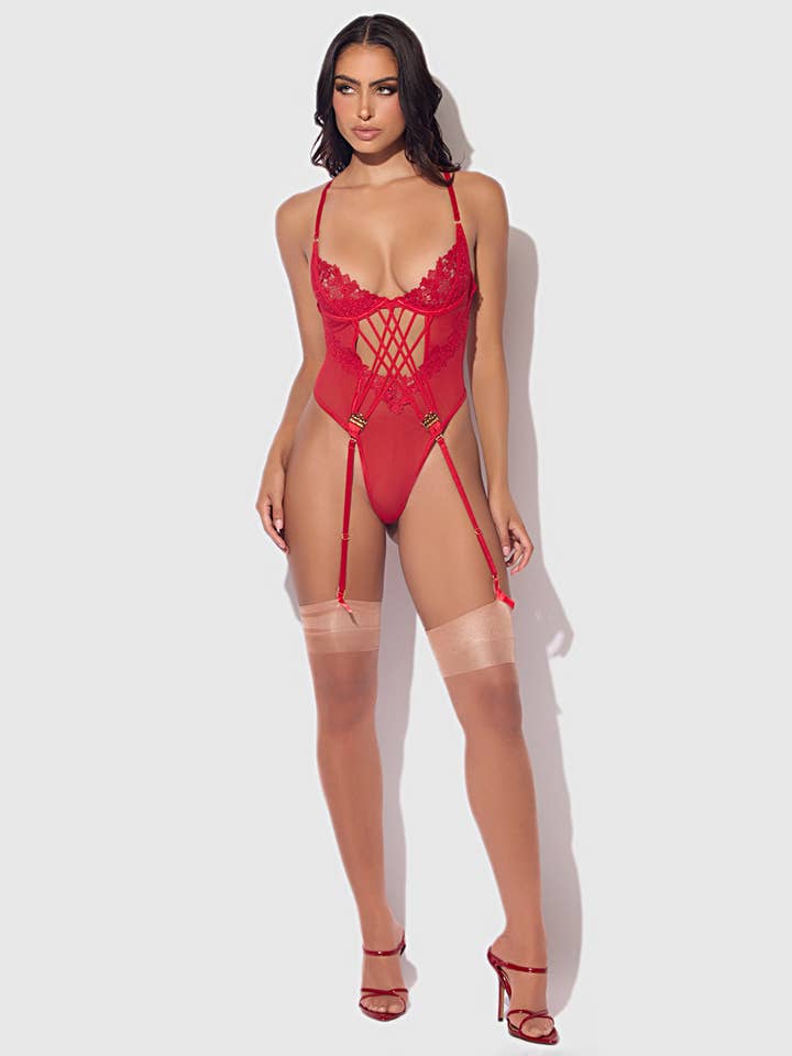 House of Desire - Wholesale Lingerie Bodysuit - Women's - ASHLEY ALEXISS LACE TEDDY