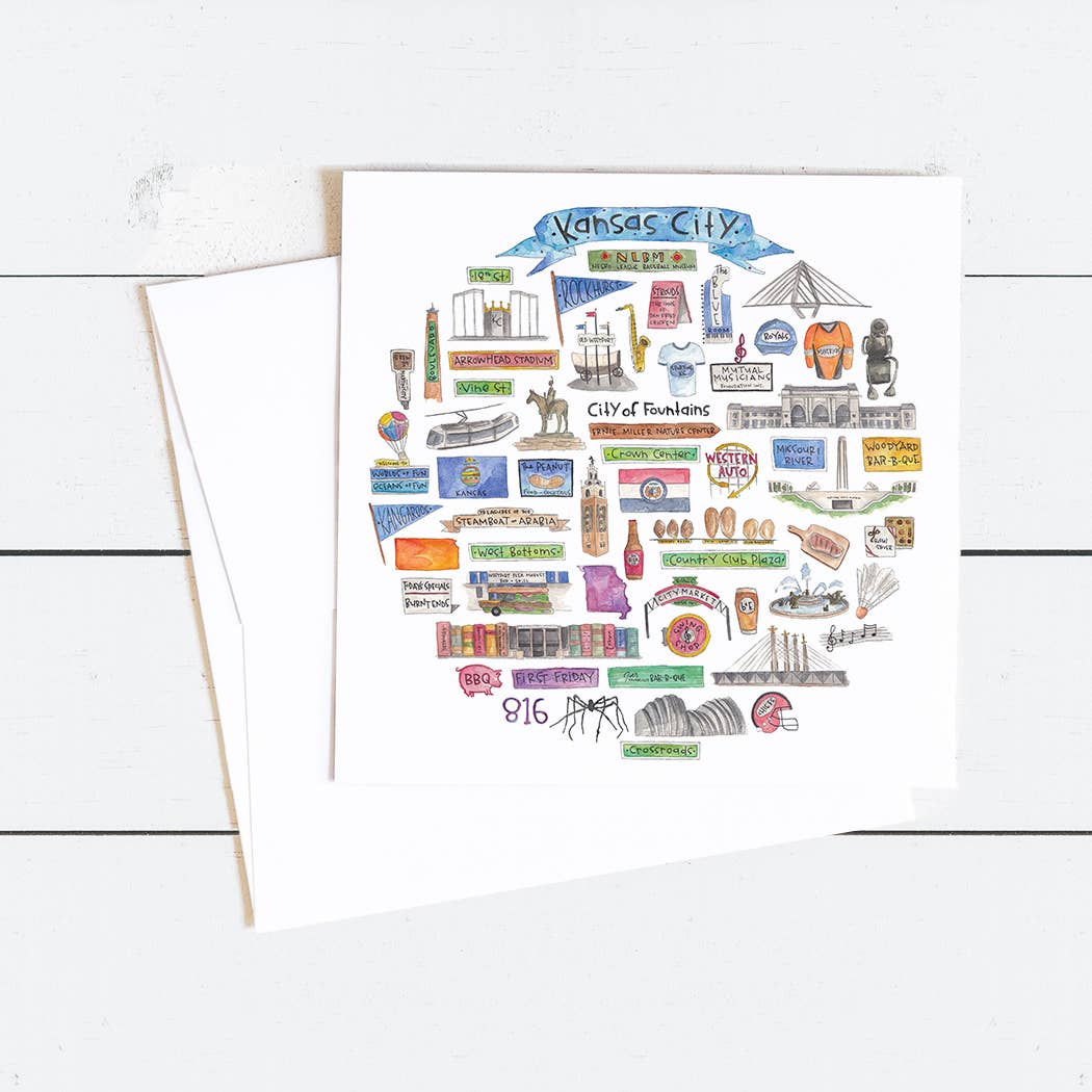 Green Blanky Studio - Wholesale Stationery/notecard set - Kansas City, MO Icon Watercolor Notecard