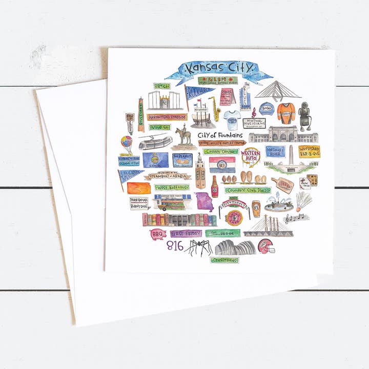 Green Blanky Studio - Wholesale Stationery/notecard set - Kansas City, MO Icon Watercolor Notecard0