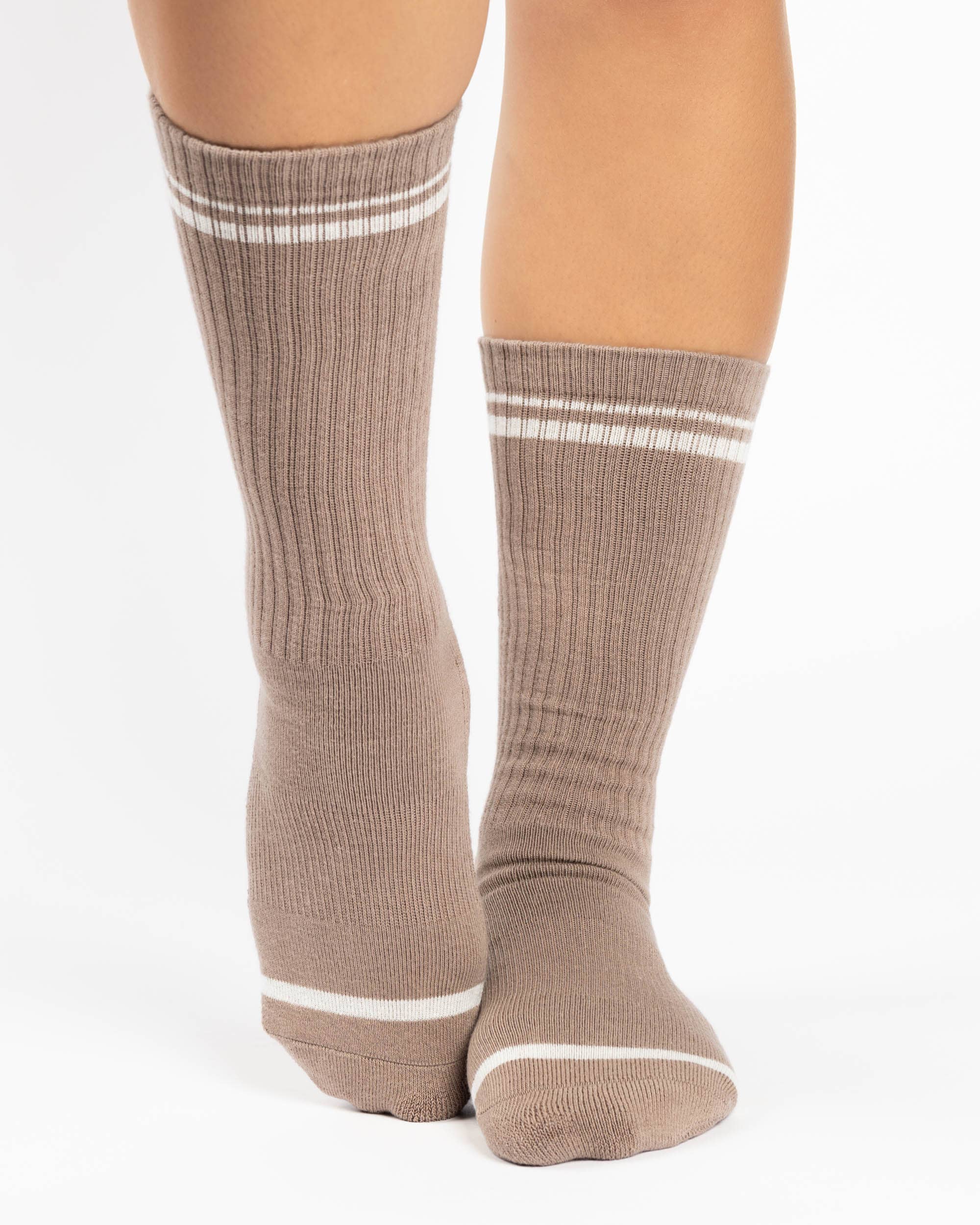 Pointe Studio - Vente Chaussettes – femme - Chaussettes montantes Varsity pour femme - Coton mélangé antidérapant pour Pilates et Barre