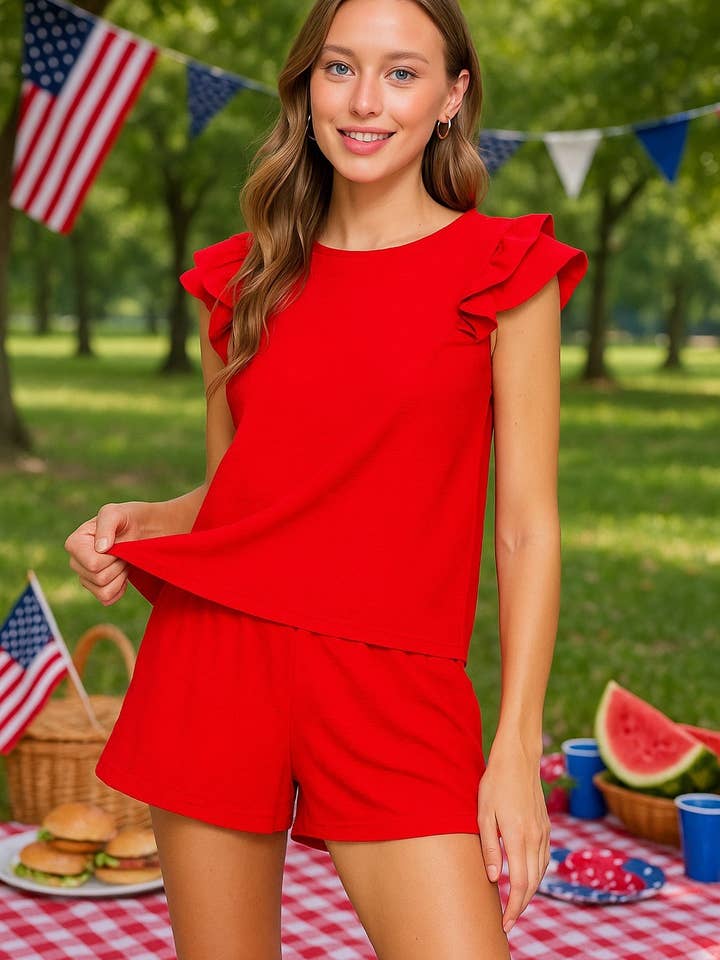 Ruffle Cap Sleeve Brooklyn Airflow Blouse 11 for wholesale by TIMING