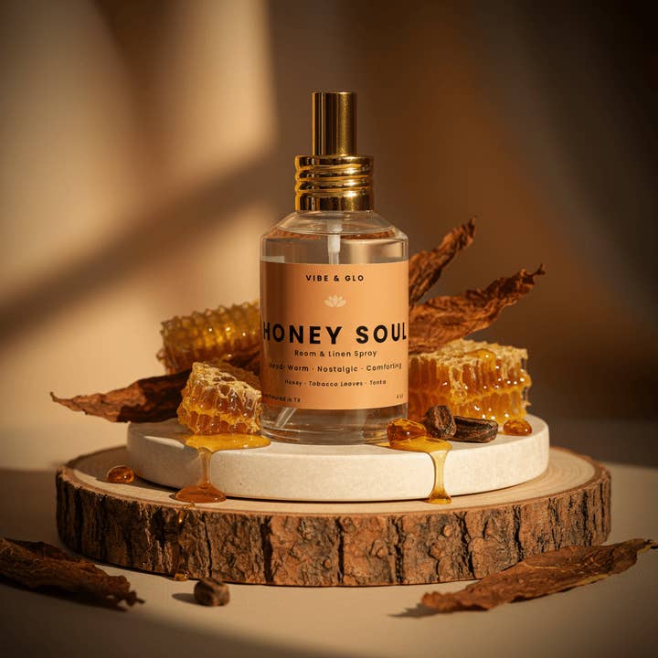 Honey Soul – Honey Amber Room & Linen Spray for wholesale by Vibe & Glo Candle Studio